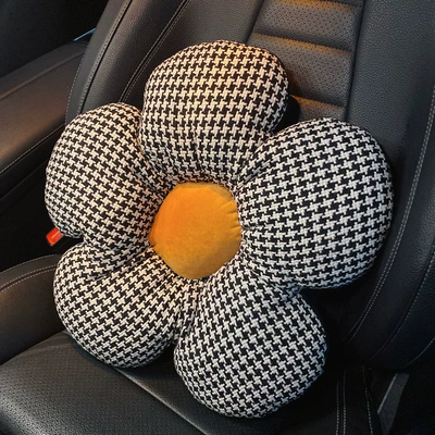 Seat Belt Shoulder Guard Gear – Sürətlər qutusu və əl tormozu başlıqları - houndstooth-flower-orange-waist-1