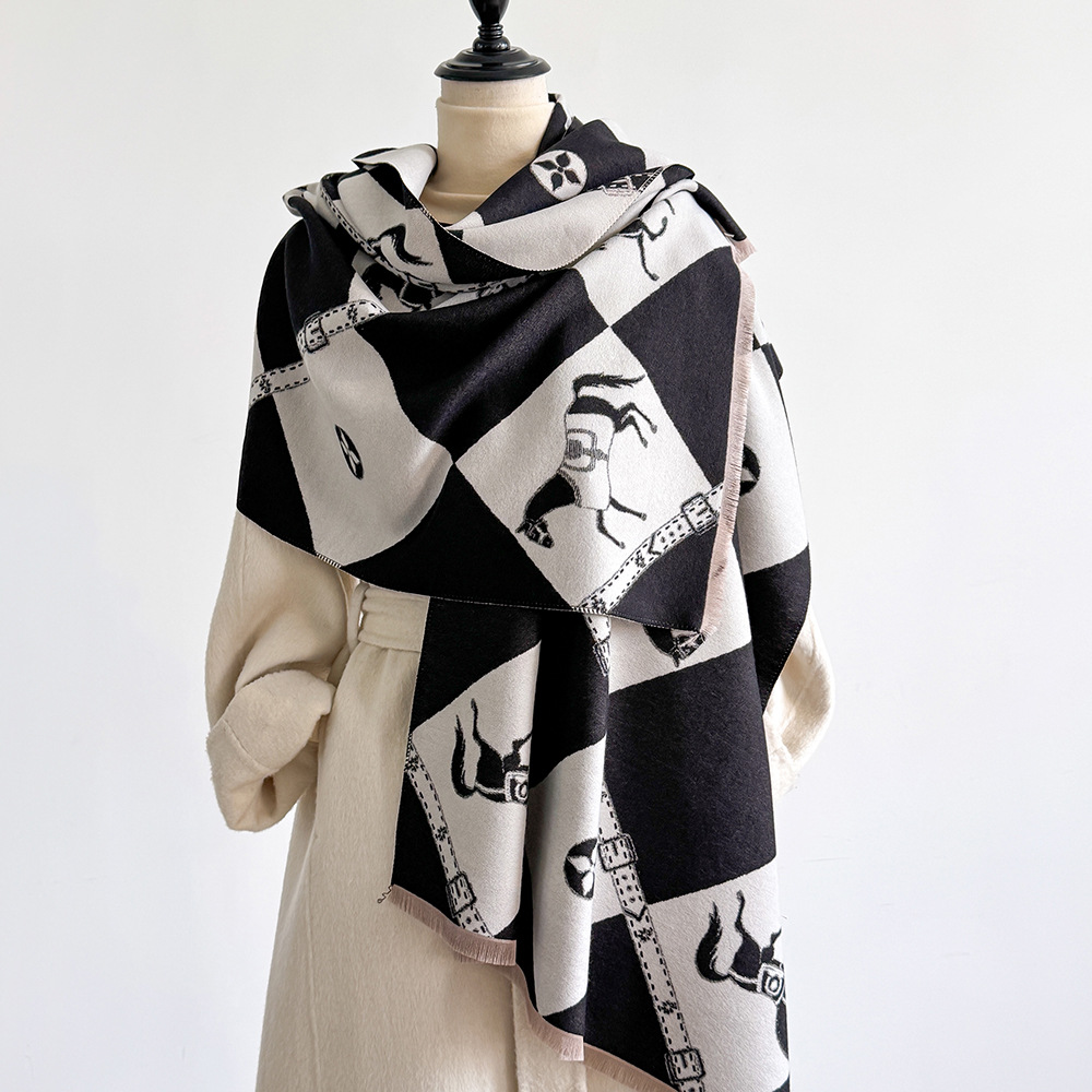 Nuevo paisaje Jacquard imita bufandas de cachemir para mujeres con aire acondicionado sala de chal de otoño y invierno grueso calentamiento largo babillo transfronterizo