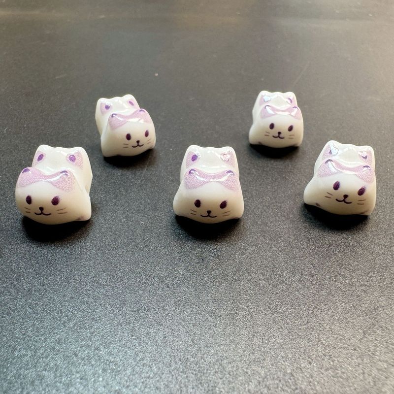 趴趴猫亚克力横孔彩印可爱小花猫DIY手工饰品手链发绳串珠配件|undefined