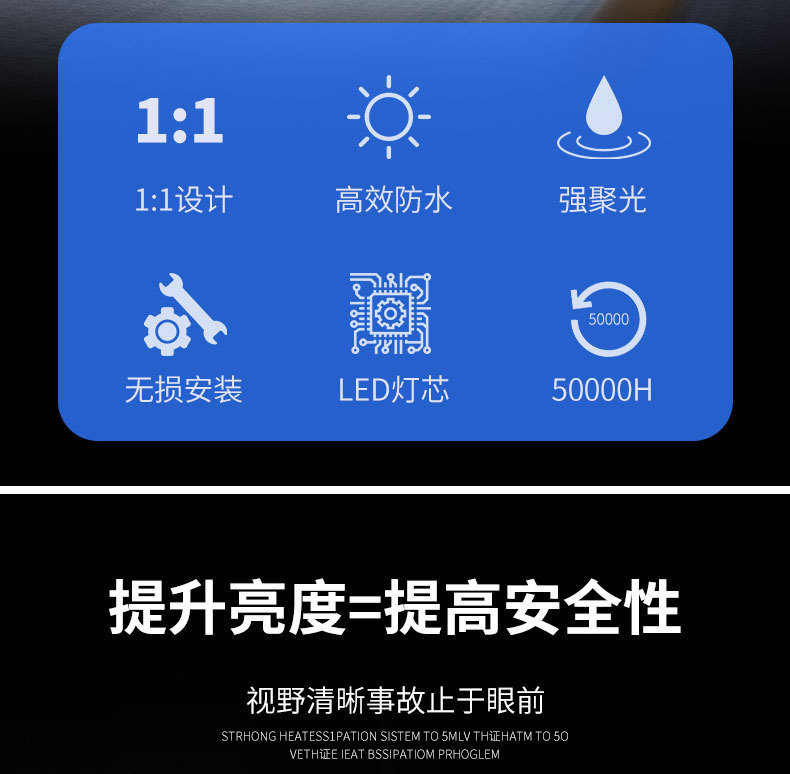 Cross-Border New Car Led Headlight H7 Integrated Modified High-Brightness High-Power H11 9005 9012 Headlight