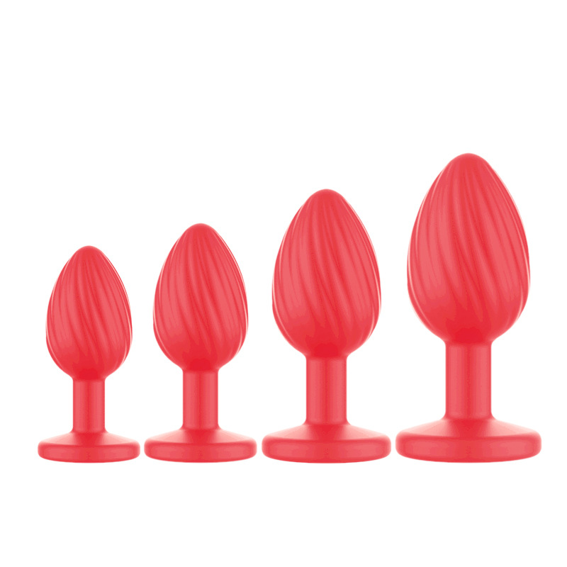 Silicone Ribbed Anal Plug with Jeweled Base, Body-Safe Fetish Toy — detail image 3