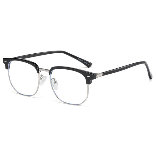 Men's Browline Prescription Glasses, Refined Rogue Half-Rim Flat-Side Glasses, Female Style Anti-Blue Light Eyeglass Frame, Wholesale