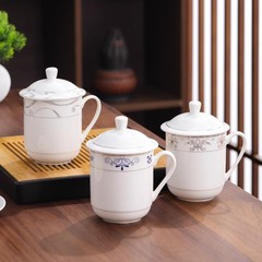Wholesale Jingdezhen Tea Cups with Lids for Hotels, Ceramics for Home, Durable Hot Water Cups for Office, Meetings, Reception, and Gift Cups