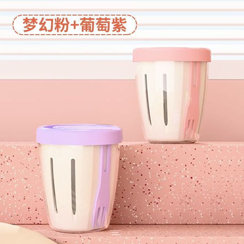 フルーツカップ、朝食サラダカップ、持ち帰りピクニック用、フォーク付き、蓋付き、二層水切りカップ、多目的携帯用|undefined