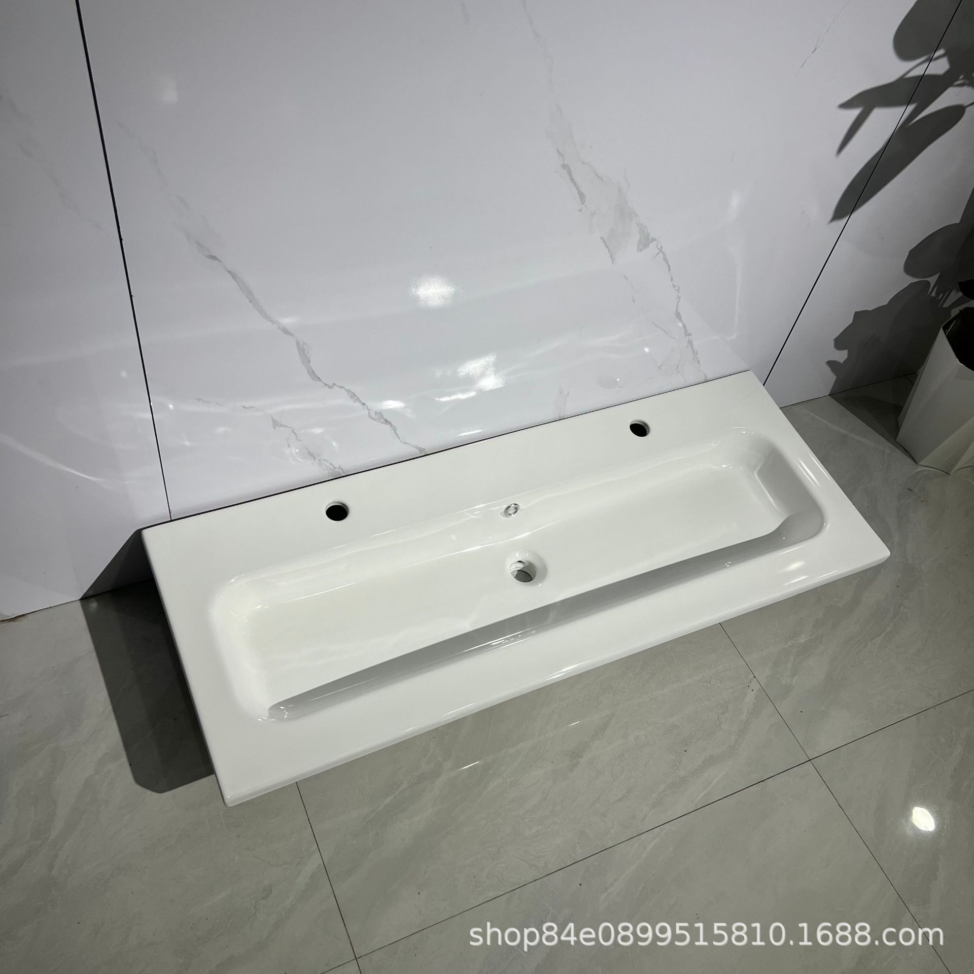 Ceramic Integrated Basin Washbasin Bathroom Cabinet Basin Extra Large Basin Washstand Double Faucet Hole Marine Basin Wholesale