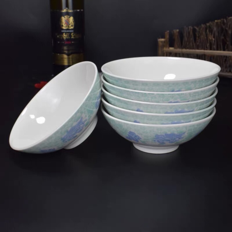 Jingdezhen Underglaze Color Tableware, Traditional Blue Peony Bowl, Household Rice Bowl, Jingdezhen Ceramic Chinese-Style Bowl
