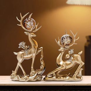 Lion Crystal Ball Deer Ornament Living Room Entrance Tv Cabinet Wine Cabinet Decoration Light Luxury 2024 New Style