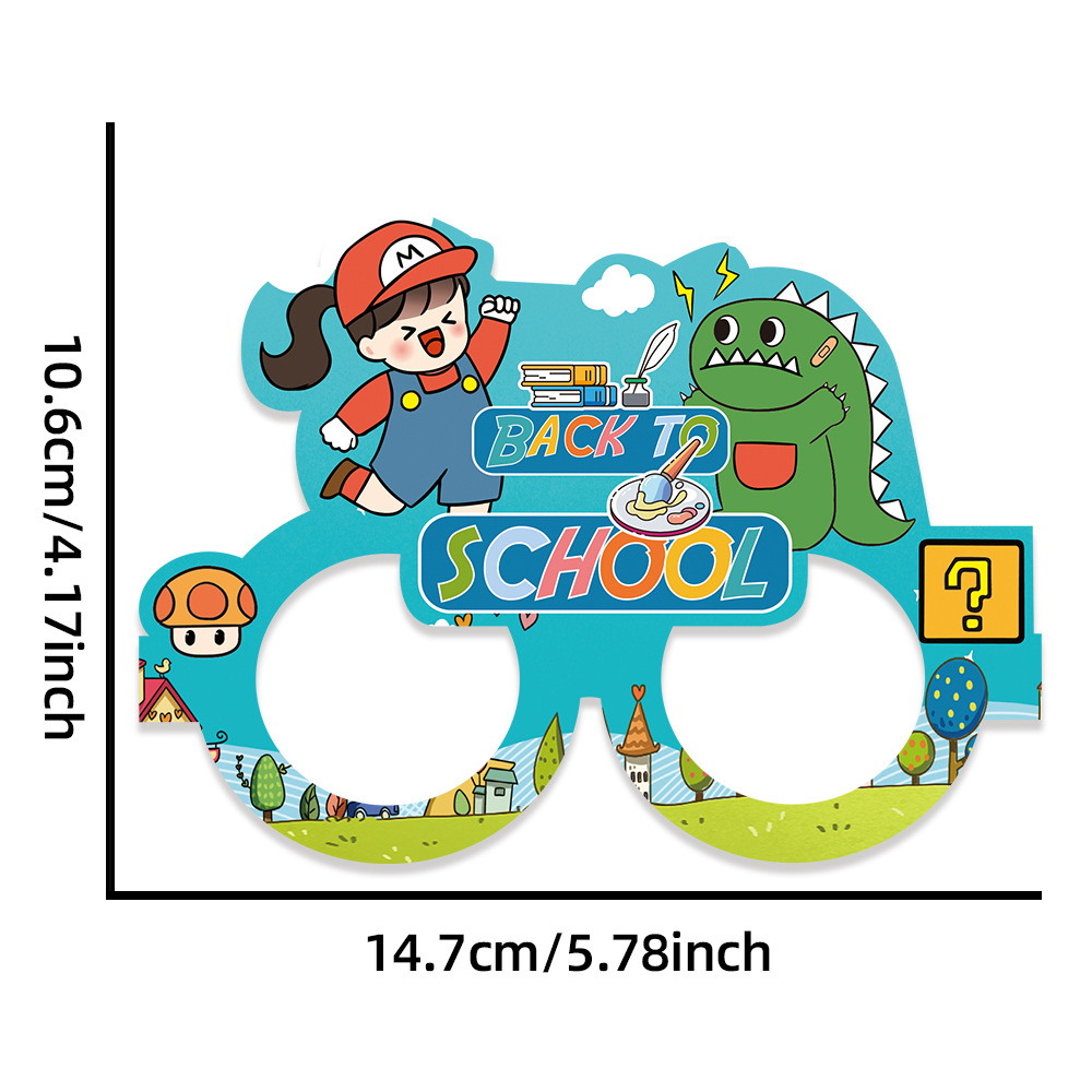 9 unids/set transfronterizo nueva temporada escolar decoración gafas de fiesta kindergarten escuela niños dibujos animados gafas de papel marco