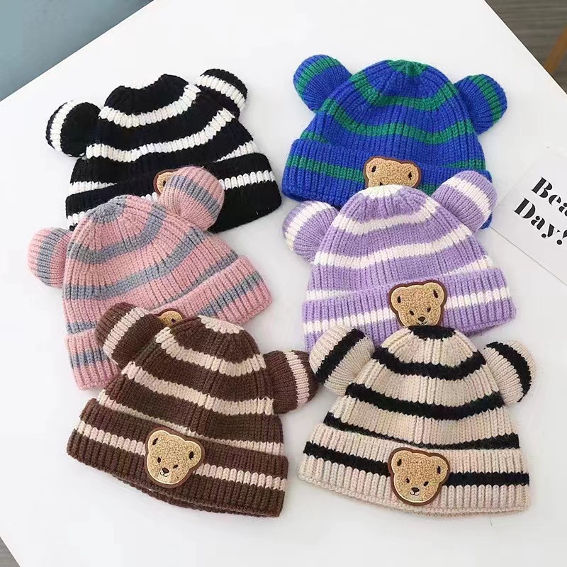 autumn and winter children‘s wool hat girls thermal and windproof boys earmuffs hat baby and infant cute knitted hat