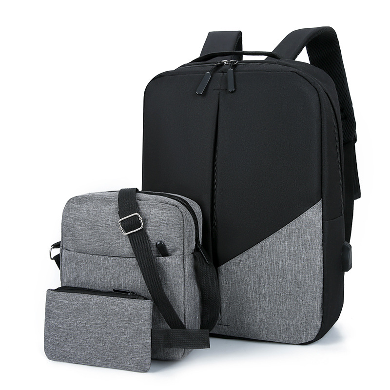 (Cross-border trading), travel capacious waterproof fashionable universal men's set, backpack, simple and elegant design, oxford cloth, 3 piece set 5
