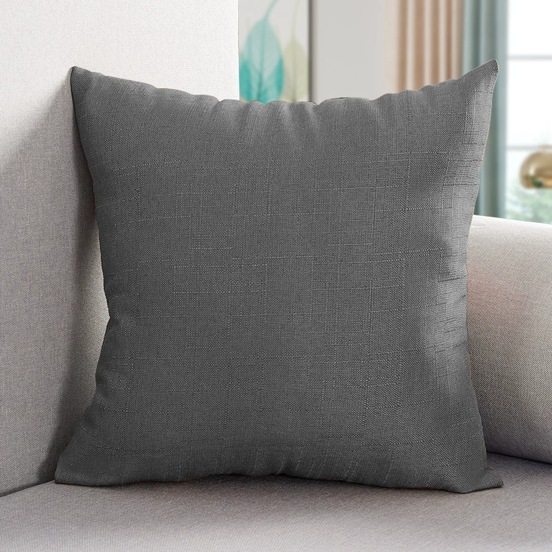 Pillow, big square sofa, cotton and linen, increased thickness