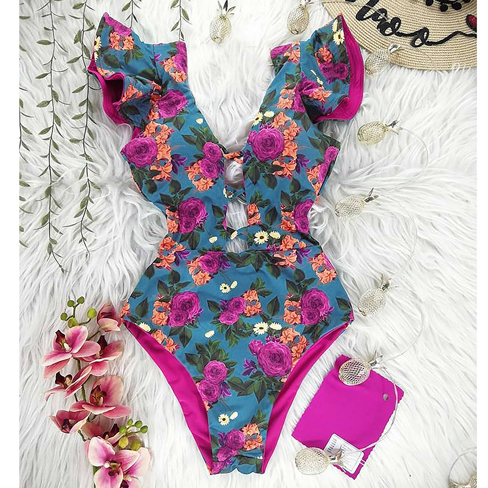 Regular Top Length Bodysuit, One-pieces Tops Type 1 Piece Quantity Women's Elegant Ditsy Floral 1 Piece One Piece