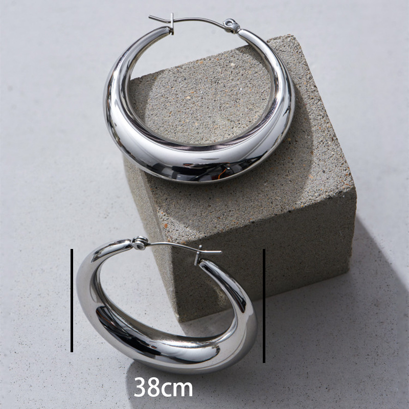 Simple Style Style PVD Coated Real Gold Plated Solid Color Titanium Steel Simple Style Waterproof Non Tarnish Ear Studs