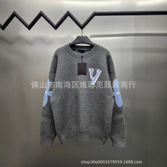 毒家 正确版 1-V家滑雪系列提花字母圆领针织衫高定版宽松毛衣潮