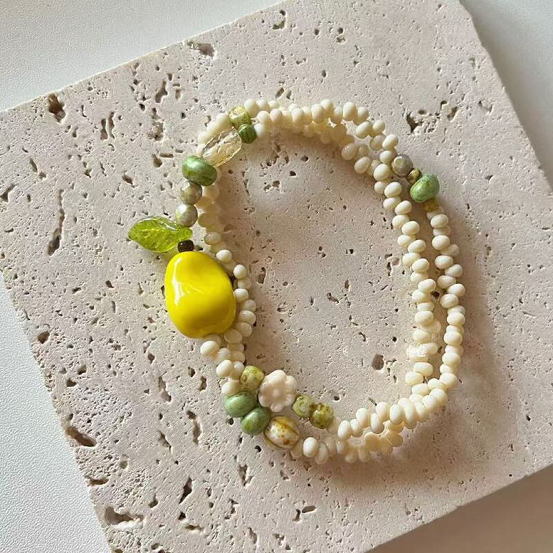 Pear Juice ~ Little Pear Beaded Stacking Bracelet 2025 New Style Personalized Design Niche Fresh Casual Bracelet Pear Juice ~ Little Pear Beaded Stacking Bracelet 2025 New Style Personalized Design Niche Fresh Casual Bracelet