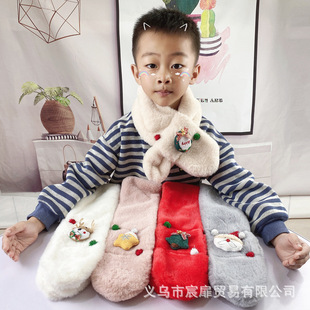 2021 New Children's Scarf Christmas Holiday Plush Autumn and Winter Thickened Boys and Girls Baby's Scarf Warm Cute