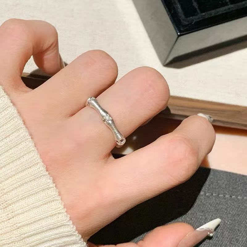 925纯银素圈戒指女不掉色森系小众ins风设计高级感百搭开口调节|undefined