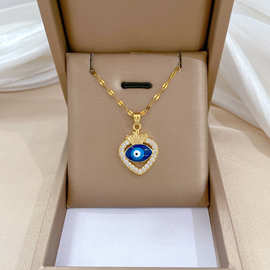 【钛钢】恶魔之眼轻奢气质华丽满钻项链女网红百搭锁骨链钛钢链条