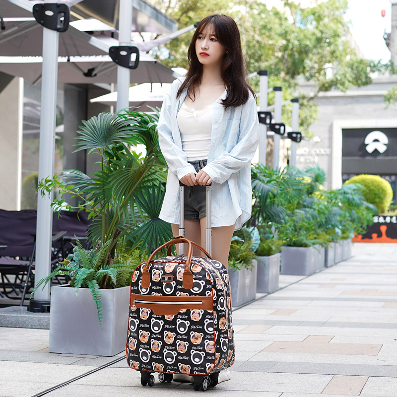 Viajes comerciales impermeables bolsa de viaje plegable, gran capacidad, lindas ruedas universales, bolsa de mano ligera, bolsa de almacenamiento