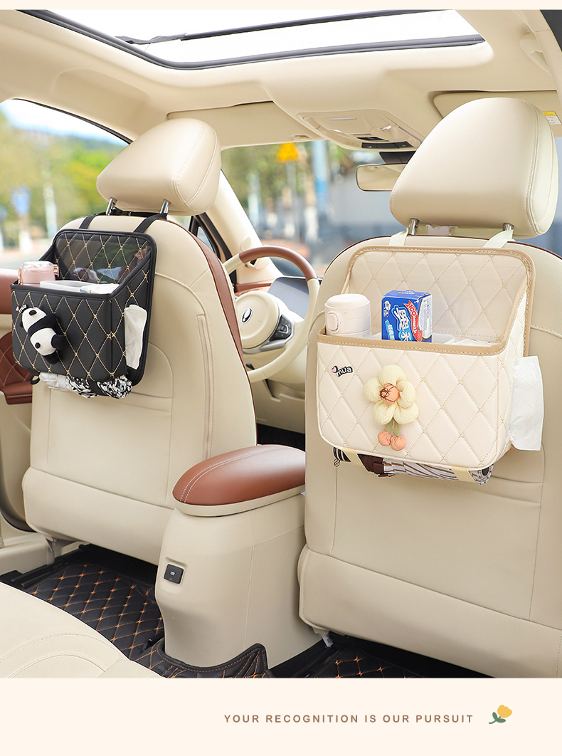 Car seat back storage bag hanging cute car storage box seat back storage rack car tissue box women