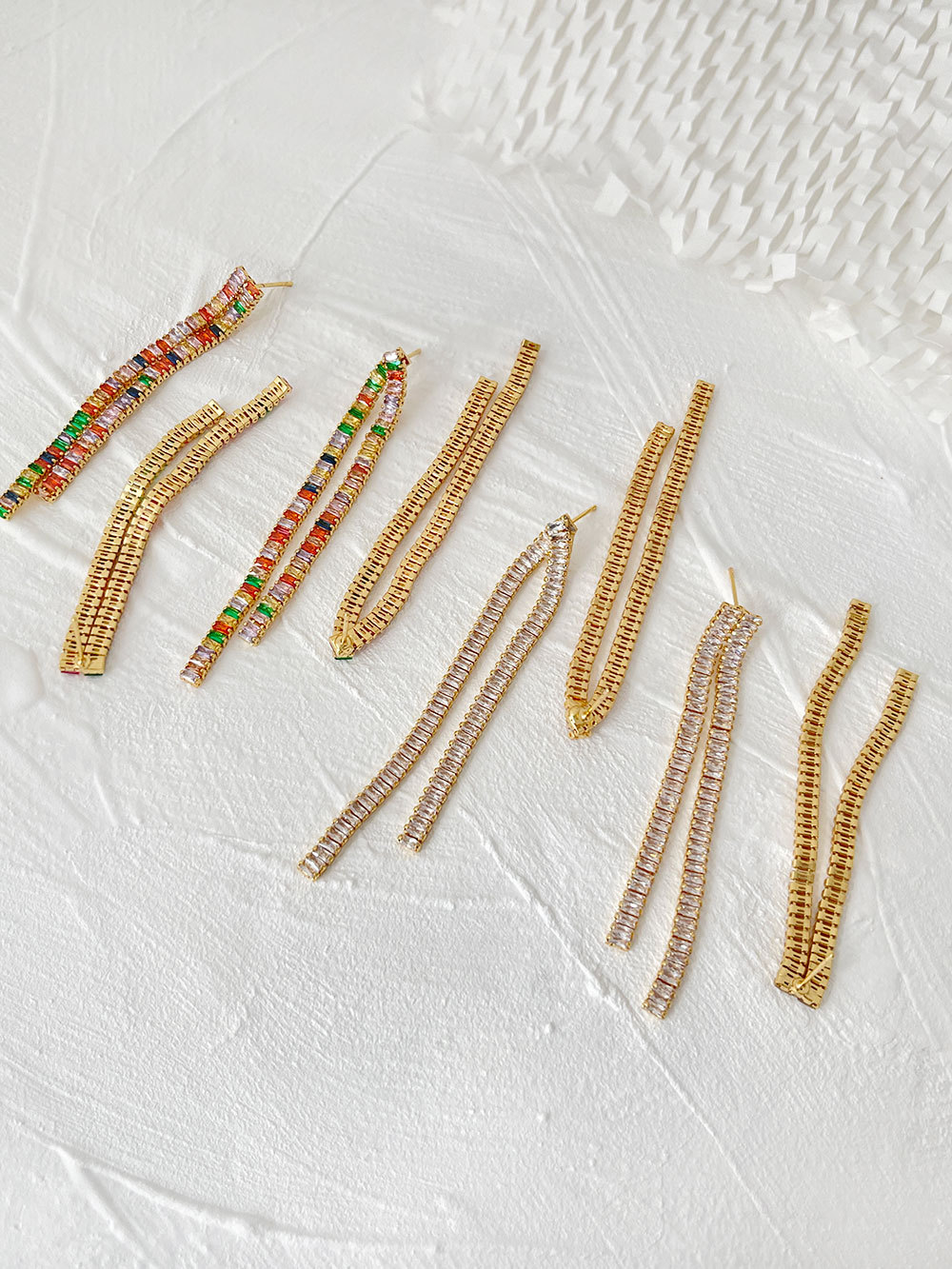 Fashion Tassel Copper Plating Inlay Zircon Drop Earrings 1 Pair