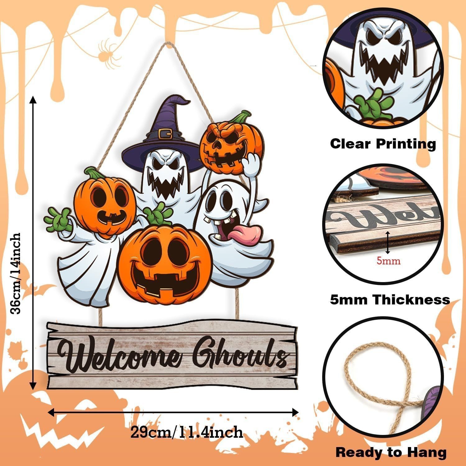 Colgar decoraciones transfronterizas Amazon Halloween calavera fantasma telaraña placa de madera decoraciones de madera para el hogar