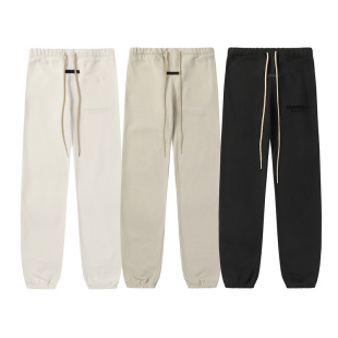 2024 early spring new ESSENTIALS sweatpants fleece-lined FOG flocking LOGO letter loose ankle-tied trousers for men