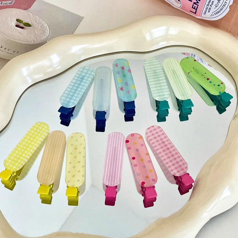 Coreano dulce gelatina flor triturada ondulación puntuación cuadricada clips para el cabello de los niños adorables sin marcas laterales clips para el cabello