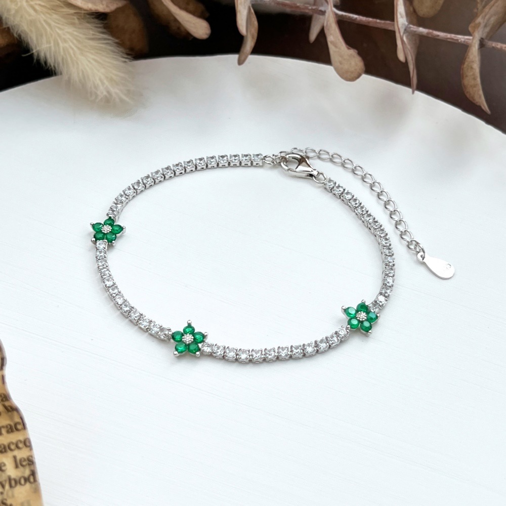 925 Sterling Silver Material Heart Shape, Flower, Rhombus Pattern Women's Gender Plating Design 925 Sterling Silver Bracelets Elegant Streetwear