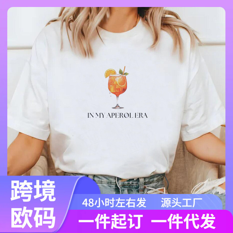 In My Aperol Era Printed Graphic T-Shirt Fashion 90S Fashion Clothing Short Sleeve Casual Style T-Shirt