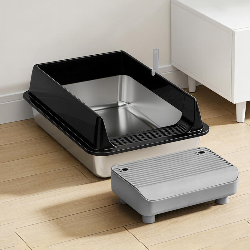 검은색 고양이 화장실 + 모래받이