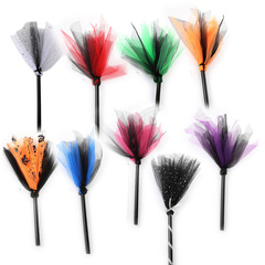 Cross-border new product Halloween witch broom cosplay party supplies removable sequin children's decorative broom