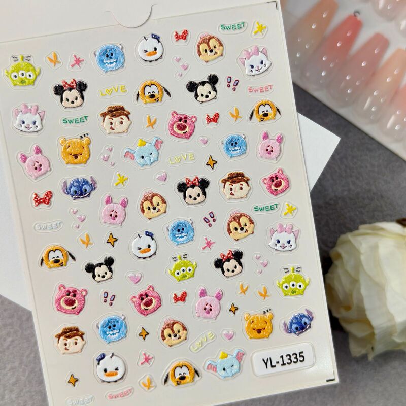 Cute Mickey Mouse Nail Art Stickers 5D Relief Cartoon Donald Duck Three-Eyed Nail Stickers Ornaments Yl Style