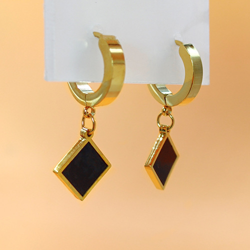 Korean style niche design fashionable rose gold 18K gold titanium steel non-fading earrings women's simple temperament earrings
