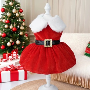 Pet Clothes Christmas Winter Classic Style Dog Christmas Dress Winter New Year Outfit Holiday Factory Velvet Princess