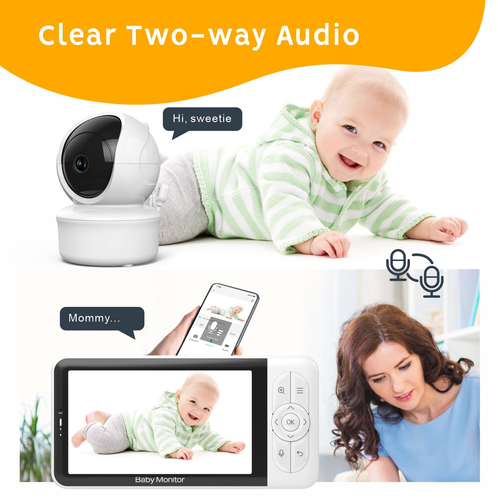 Babystar 5inch WiFi security camera baby monitor,1080P App control, 3000mAh battery, VOX, Dual call, multi-user, 1000 foot range O1CN01gpBeVS1xFCtR5hCjt !!2208999596413 0 Cib