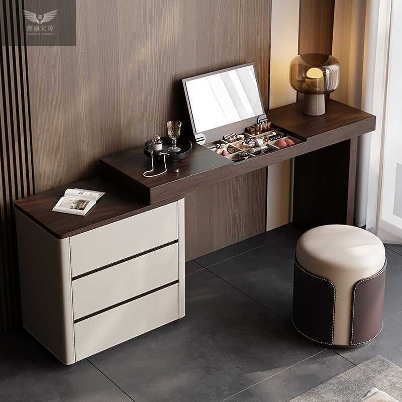 Dormitorio moderno sencillo de alta calidad estilo medieval mesa de maquillaje italiana cubierta de madera maciza gabinete de almacenamiento