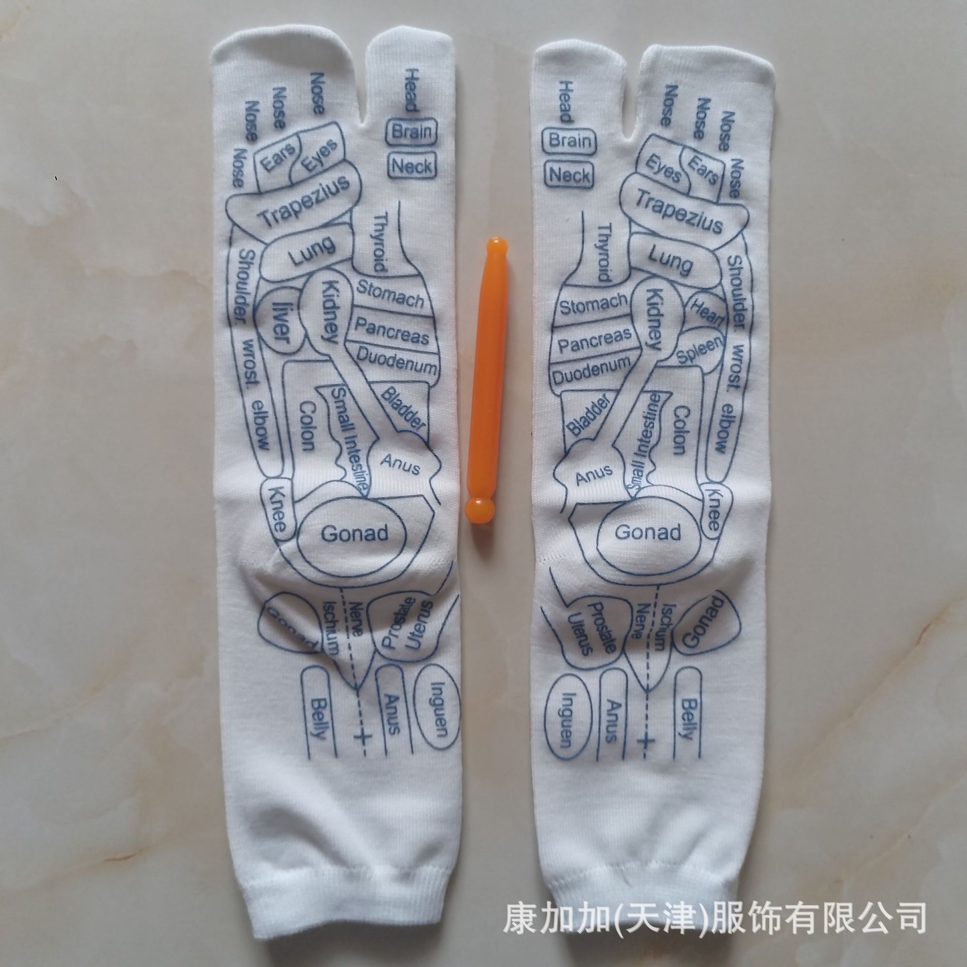 Fabricante inglés de cinco dedos calcetines de cinco dedos punto de acupuntura calcetines de masaje Diagrama de punto de acupuntura calcetines algodón blanco negro Comercio exterior transfronterizo comercio electrónico