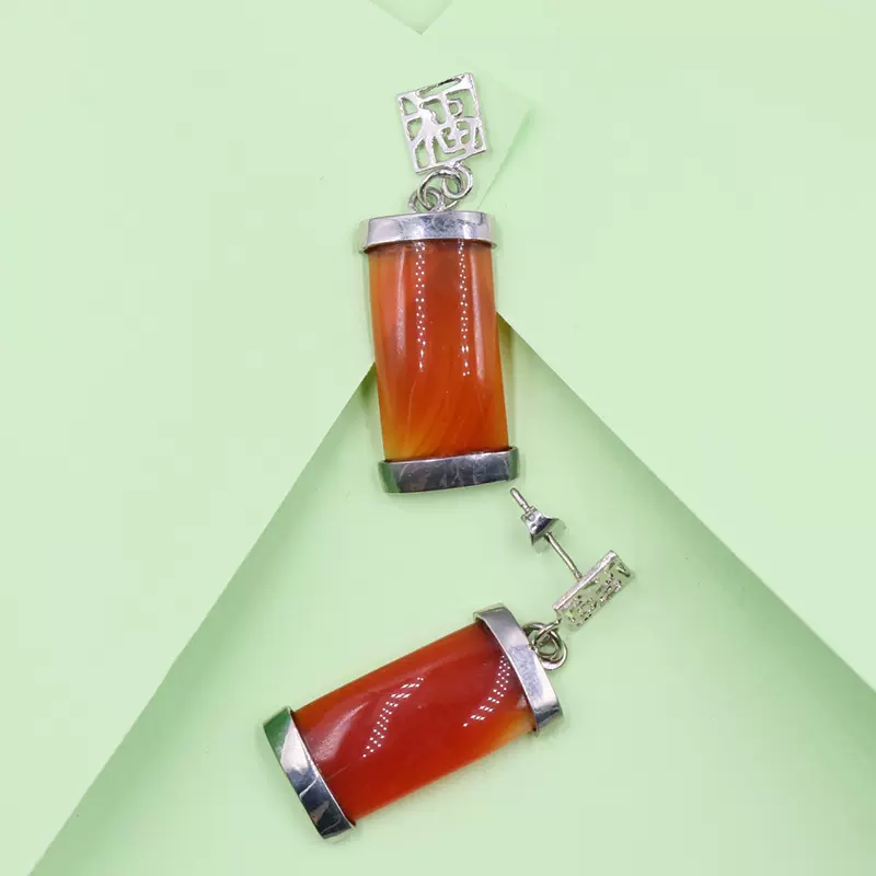 天然玛瑙耳环玉质耳钉 青金石虎眼石气质耳坠长款夏2021新款潮diy