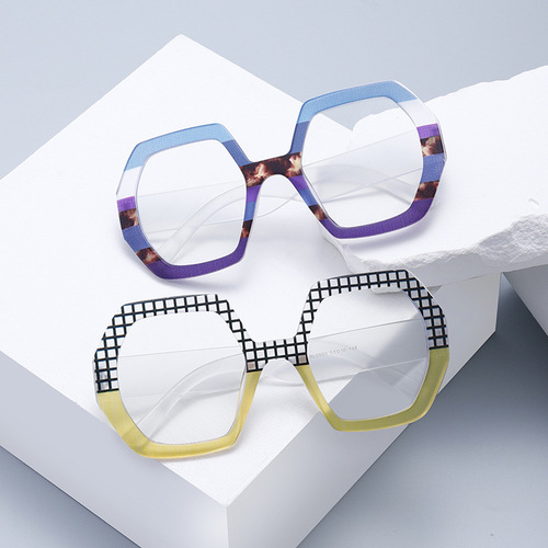 2024 cross-border new multi-sided wide-leg anti-blue light flat glasses European and American fashion high-end glasses frame BL6860