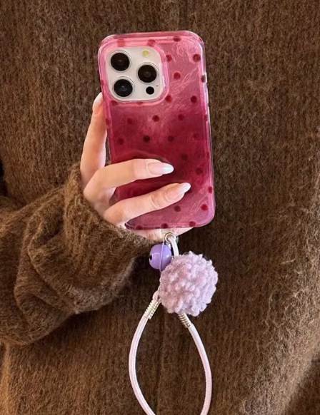 El polvo de frambuesa de nicho se mancha con punto de onda para iPhone 14/15ProMax funda para teléfono móvil 13 Apple 16PM hembra