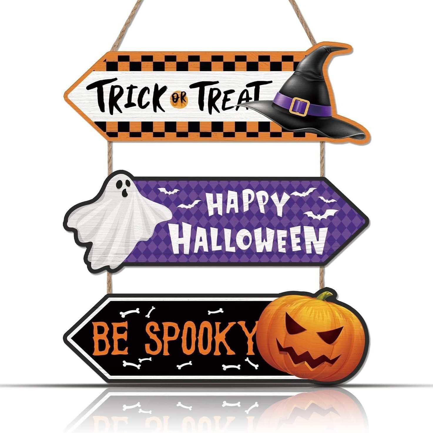Colgar decoraciones transfronterizas Amazon Halloween calavera fantasma telaraña placa de madera decoraciones de madera para el hogar