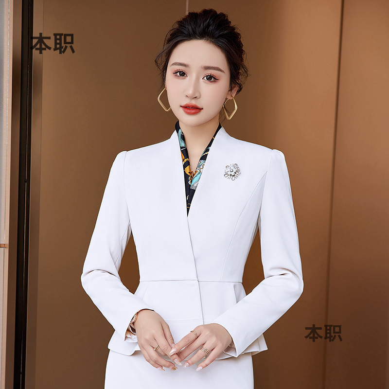 [Elegant and Stylish] Women's Hotel Work Uniform Blazer/Host Dress - Autumn/Winter Professional Long-Sleeved Suit Set