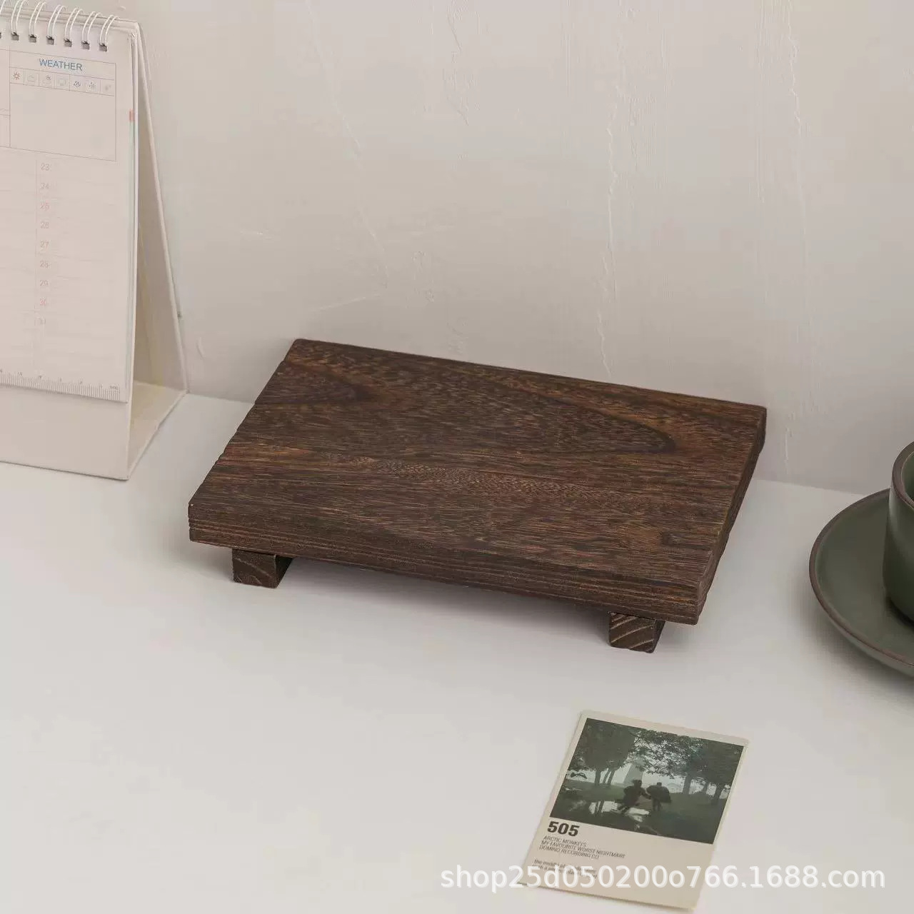 Bathroom Wooden Simple Soap Tray Living Room Carbonized Wooden Flower Pot Base Ornaments Solid Wood Rectangular Base Bracket