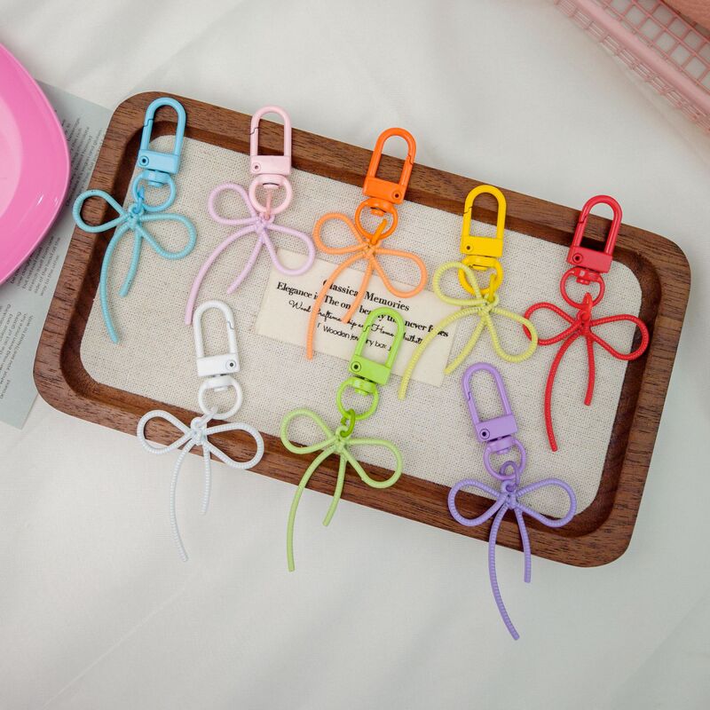 Color Buckle I93 Exquisite Escape Princess Alloy Ribbon Bow Keychain Small Chanel Style Pendant Schoolbag Headset Small