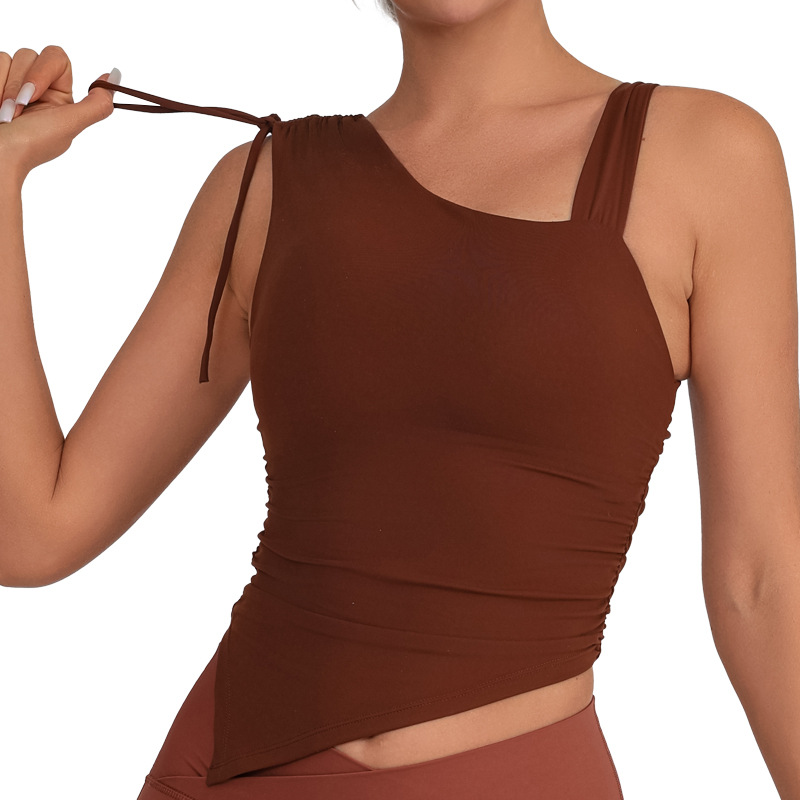 Yoga de un solo hombro chaleco con pectoral de acondicionamiento físico transfronterizo chaleco deportivo sin mangas para mujeres
