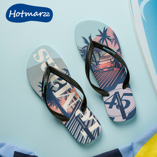 hotmarzz Heima Men's New Flip-flops Flip-flops Non-slip Slippers Printed Seaside Beach Shoes Summer Home