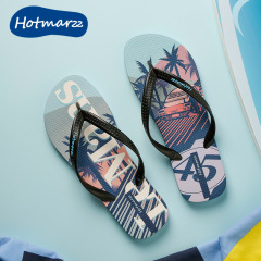 hotmarzz men's new flip-flops non-slip slippers printed seaside beach shoes summer home