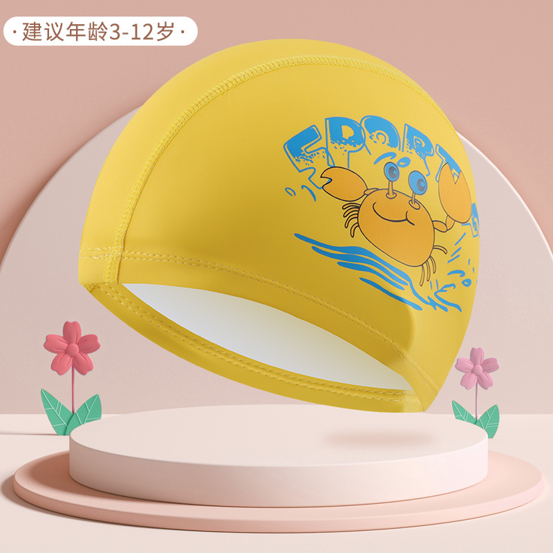 Gorro de natación para niños de dibujos animados lindo de estilo explosivo, protección auditiva impermeable cómoda, equipo de natación sin cabeza, gorro de natación profesional al por mayor