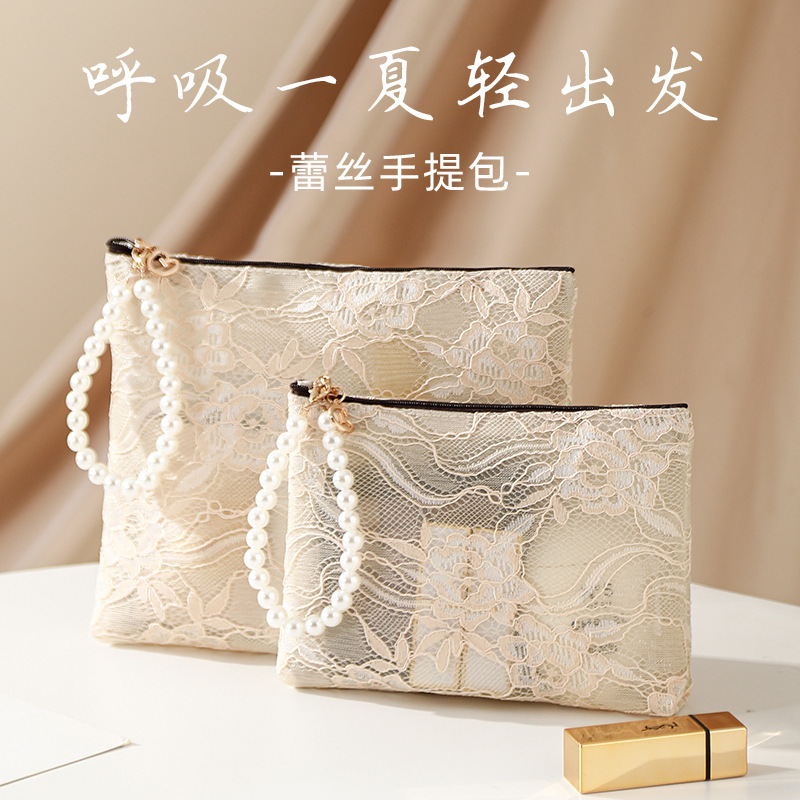 Bolsa de maquillaje de encaje de estilo nacional bolsa de lavado bolsa de viaje bolsa de almacenamiento bolsa de almacenamiento bolsa de cambio llave de teléfono móvil portátil bolsa